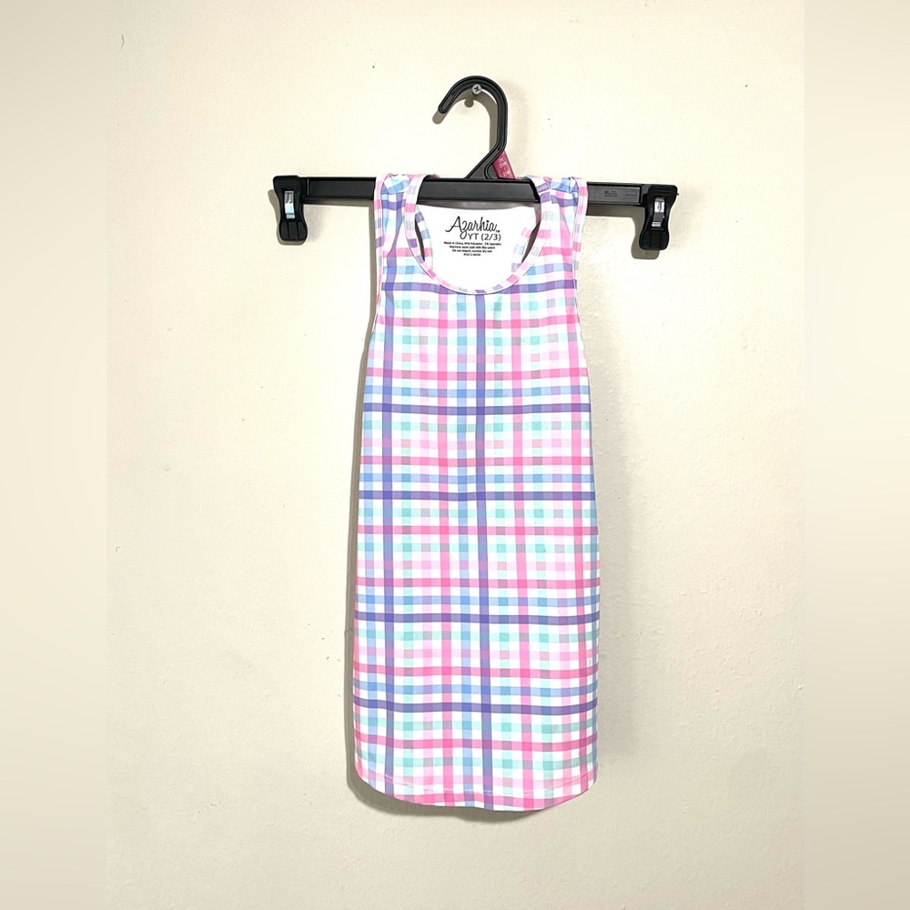 Azarhia‎ Pastel Gingham Plaid Tennis Dress Size 2/3 Pockets